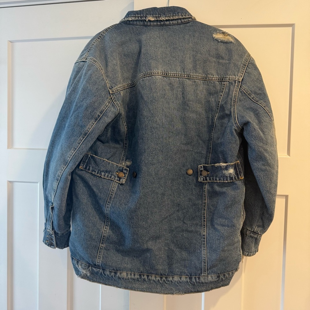 NWT Retrofete Cindy Reversible Denim Faux Shearling Fur Jacket, Size XS - Picture 15 of 16